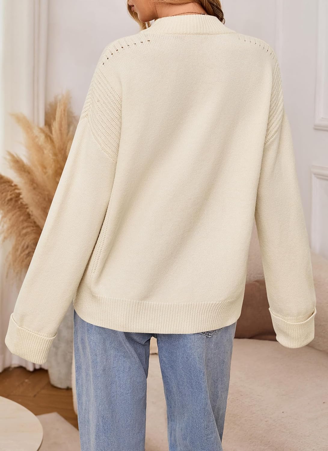 Zyyfly Womens Oversized Mock Neck Sweater Chunky Loose Long Sleeve Casual Fall Knit Pullover Sweaters - Image 6