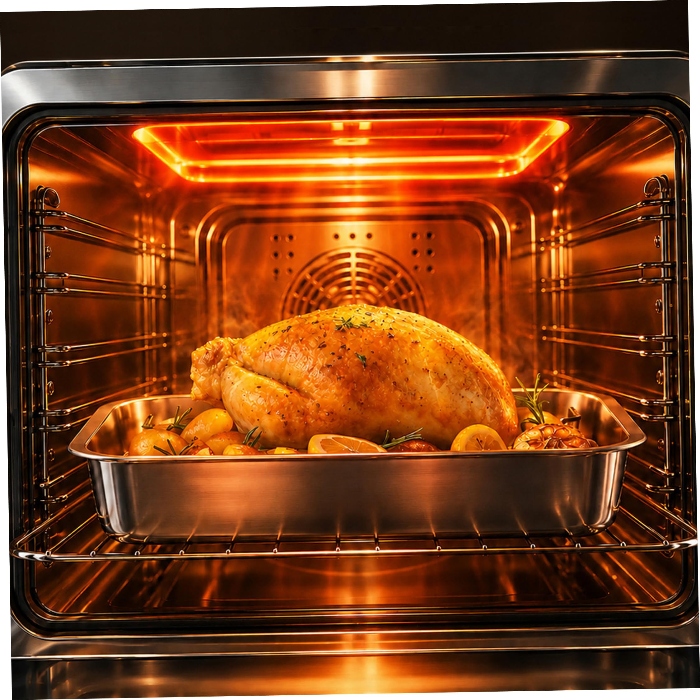 Teglia per pollo con griglia e manico Teglia in acciaio inossidabile