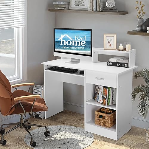 Miniatura 8 de Karl home Escritorio para computadora, escritorio de estudio, mesa de computadora portátil, estación de trabajo de madera para oficina en casa con