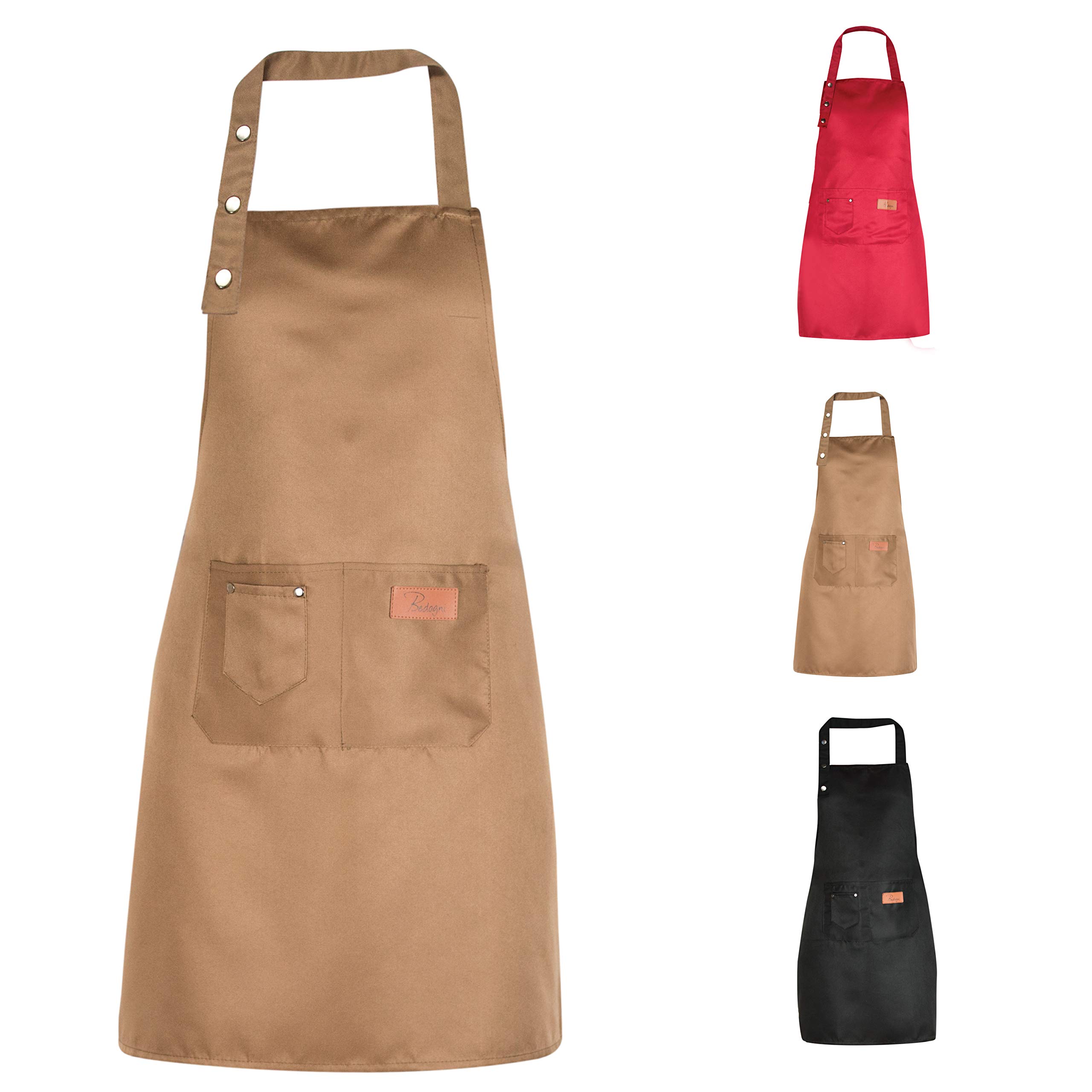 Bedogni Reggio Emilia Delantal de cocina para hombre y mujer con bolsillos, apto para tallas grandes, resistente al agua