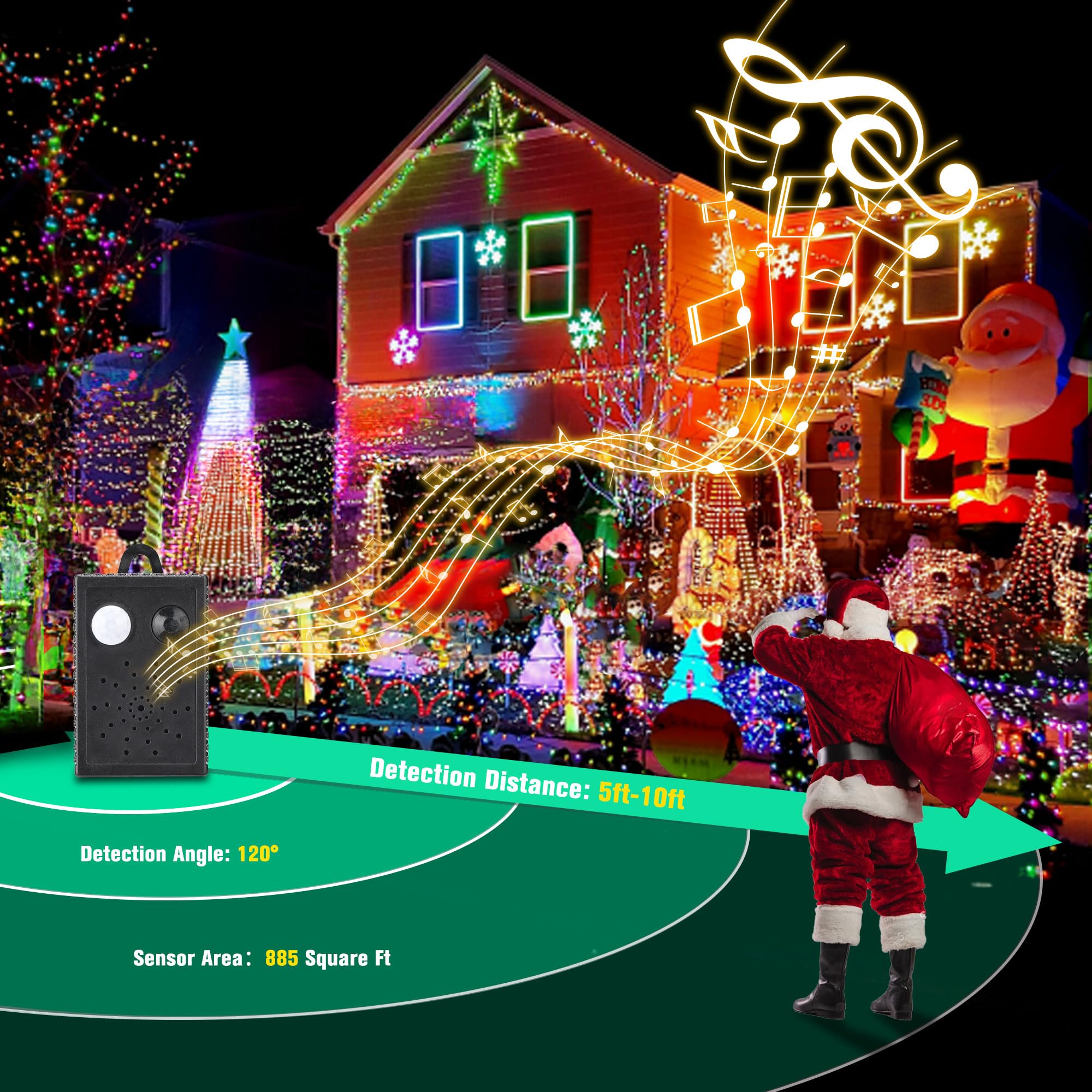 NEXVIN Luci Albero di Natale con Musica,25M 200LED Catena Luminosacon 8 Modalità, Funzione Memoria, Impermeabile, Luci di Natale Esterno e Interno per Festa Casa Decorazioni Natale Multicolore