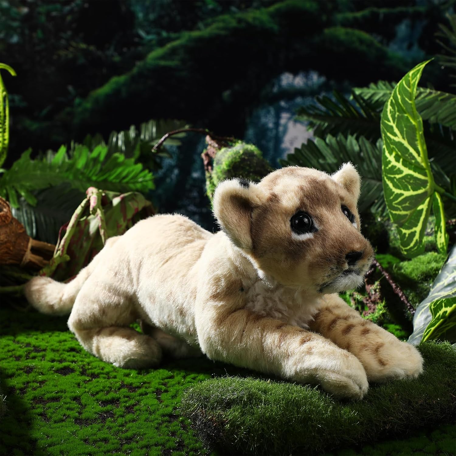 RoundFunny 15 Inch Stuffed Animal Lion Plush Realistic Wild Jungle Animals Lions Toys for Girls Boys Birthday (Lion)