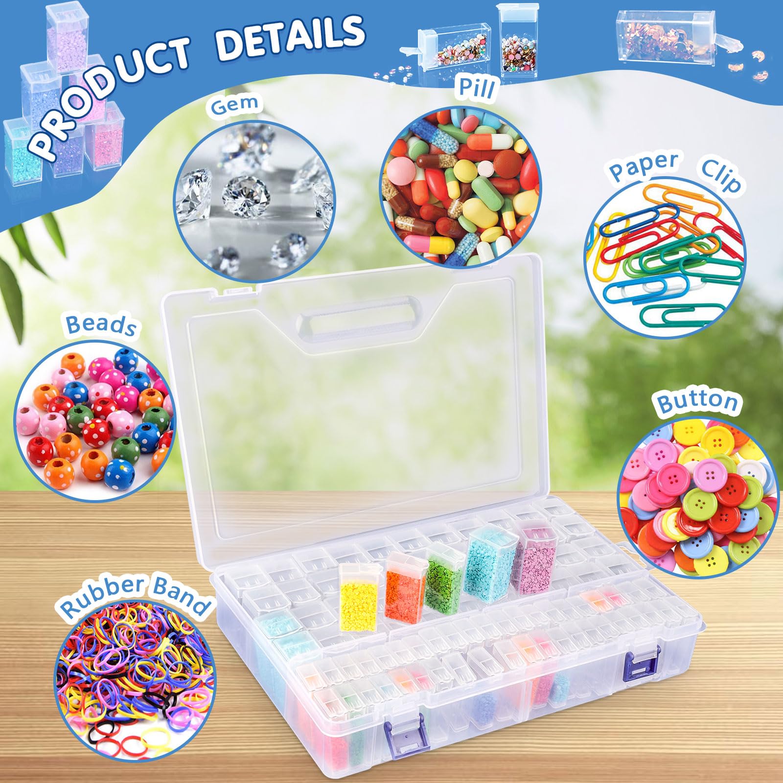 MOYKSRR Kit Diamond Painting, 88 Slots Diamond Painting Organizer, Organizer per Diamond Painting Accessori per Depositare Gioielli Pittura Diamante Perline Anelli Charms Glitter Strass
