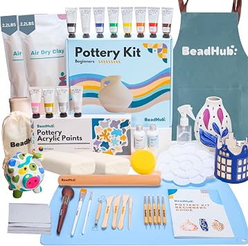 Amazon.com: Pottery Kit for Beginners, 4.4Lbs Air Dry Clay for Adults ...