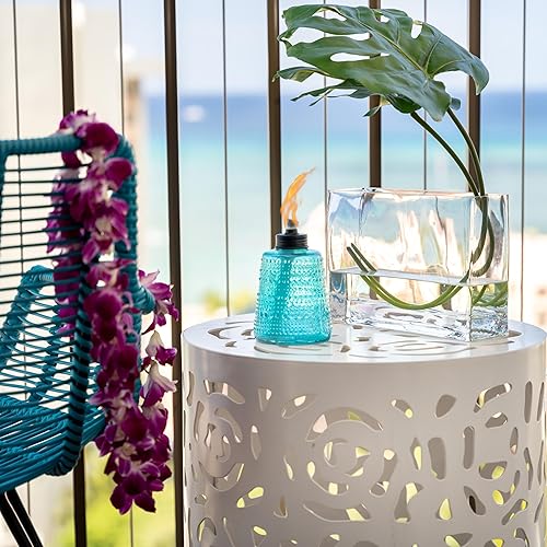 Miniatura 2 de TIKI Brand Carnival - Antorcha de mesa  Cristal azul, verde y morado  Iluminación exterior en patio, patio trasero, paquete de 3, 6 pulgadas, 1120163