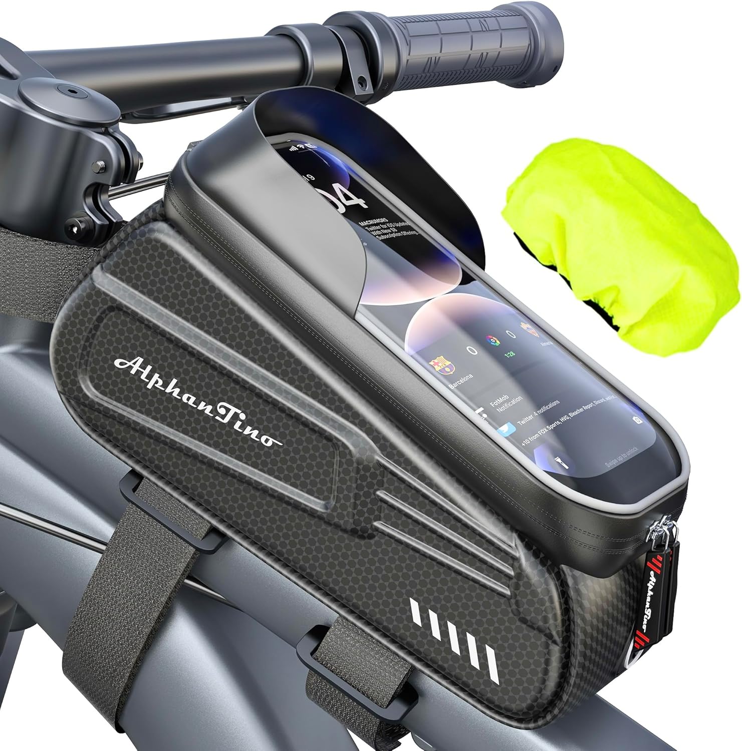 Bike Phone Holder Bag - Waterproof Bicycle Frame Bag Hard Case Large Capacity Top Tube Front Frame Cycling Mount Accessories Pouch