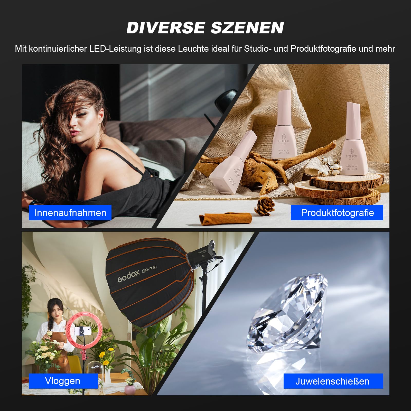 Godox 2 sztuki litów LA200Bi LED Video Light 230 W, światło dzienne, ciągłe wyjście 5600 K, CRI 96 + TLCI 97+, 101000 lux, z mocowaniem Bowens i kontrolą aplikacji do Livestreaming, wideo, YouTuber, 2