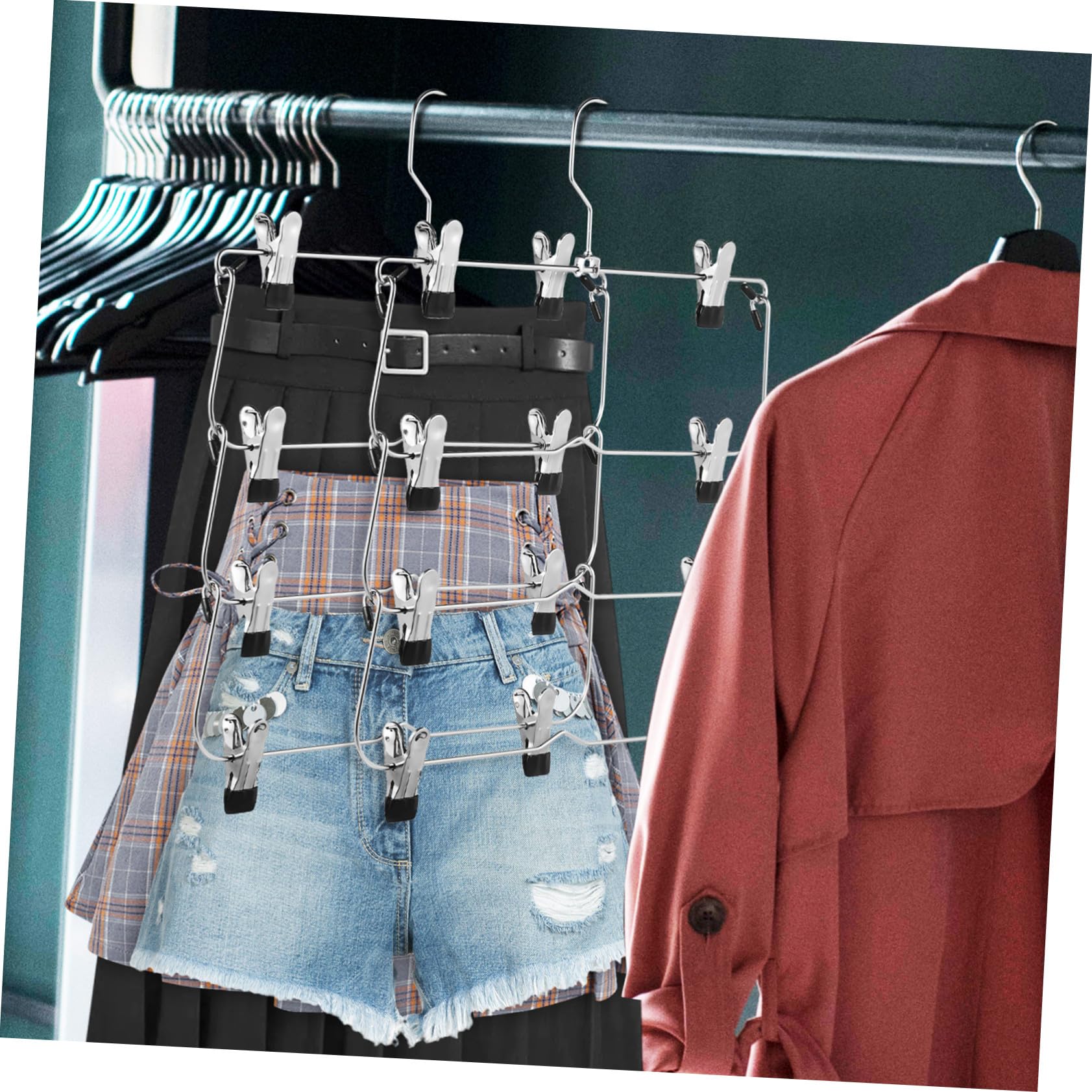 Teiliges Hosenbügel mit Clips aus Hochwertigem Hochmanganstahl Platzsparender Mehrlagiger Rock und Jeansbügel rutschfeste Metall Kleiderbügel für Ordentliche Kleiderschränke