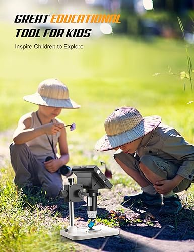 Miniatura 7 de ANNLOV - Microscopio de monedas de 4.3 pulgadas, microscopio digital LCD de aumento 50X-1000X con 8 luces LED ajustables para niños y adultos para