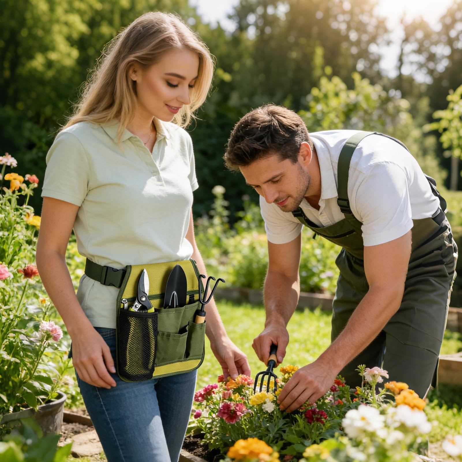 Cintura Per Attrezzi Da Giardino - Grembiule Da Cintura Da Giardinaggio Da 15,35 Pollici | Borsa Porta Attrezzi Da Giardinaggio | Supporto Multifunzionale Con Tasche Multiple Regolabili Unisex,
