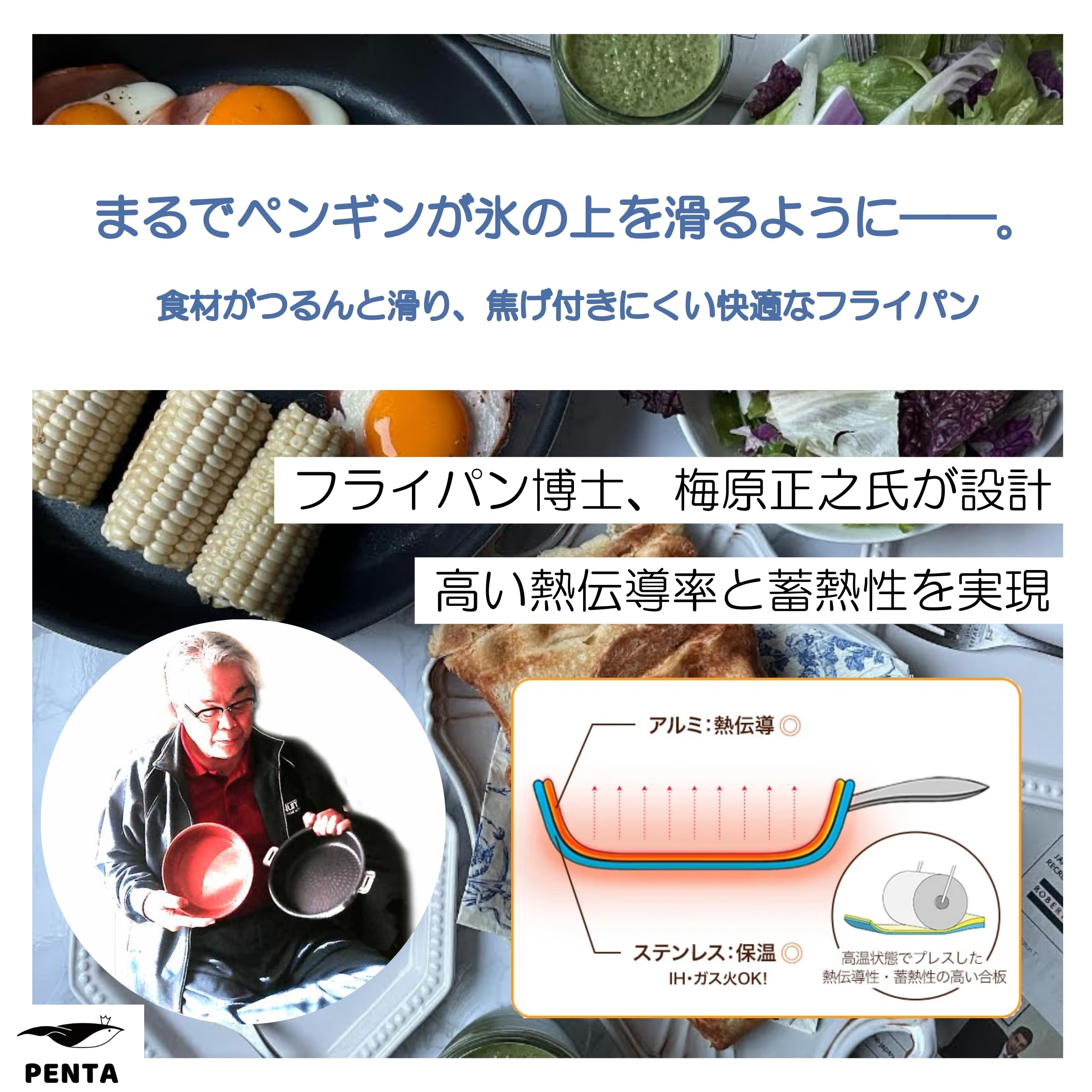 Amazon | 王様フライパンPENTA(ペンタ2.0) 24cm 浅型 蓋セット 