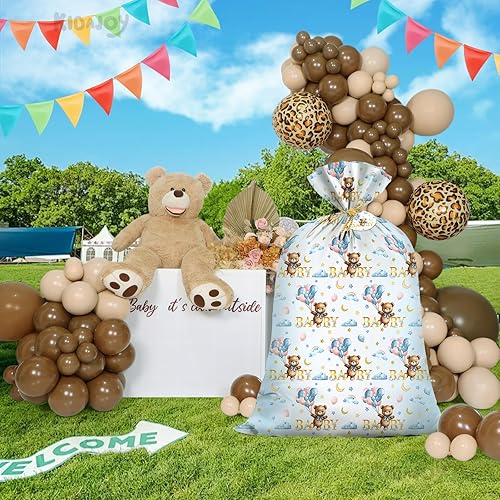 Miniatura 5 de KIDAJOY Bolsas de regalo extra grandes de oso de peluche, baby shower, Jumbo We Can Bearly Wait, bolsa de regalo de plástico para niñas y niños