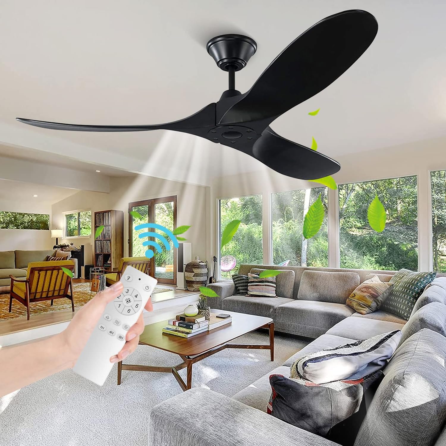 YCGU Outdoor Ceiling Fan No Light, 3 Blades Ceiling Fan and Remote