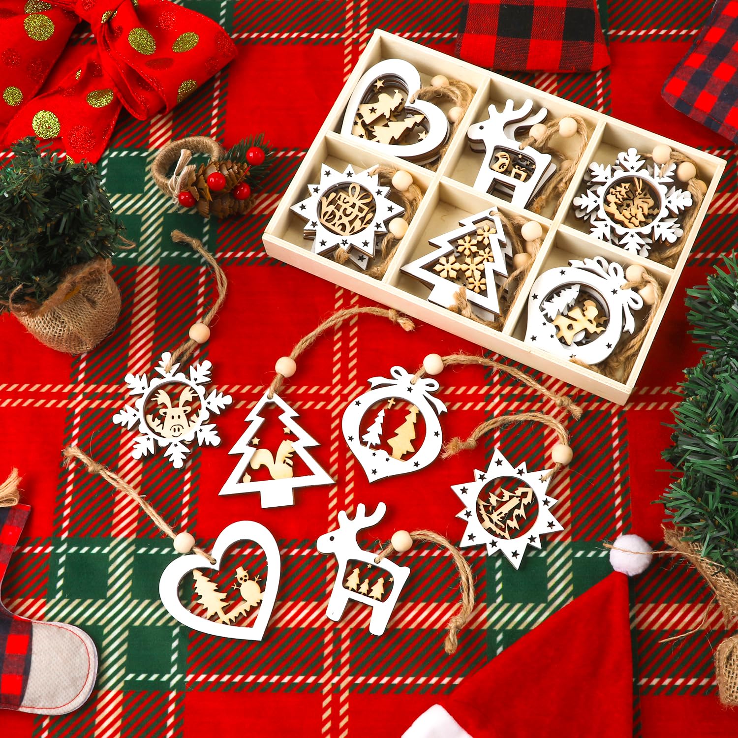 Flocon De Neige En Bois Lot De 300 étoiles En Bois Décoratives - Petites étoiles En Bois - Cadre Pour Noël, Mariage, Fête, Bricolage, Table, Décoration - 3 Tailles (1/2/3 Cm Mini Boite Noel