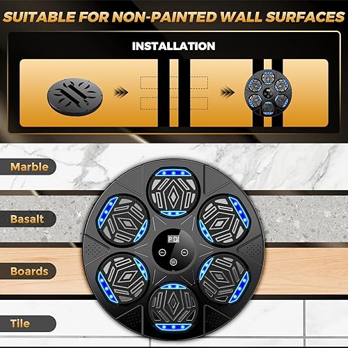 Miniatura 6 de Máquina de boxeo musical mejorada entrenador de boxeo inteligente de montaje en pared con Bluetooth y guantes para adultos y niños, gimnasio en casa