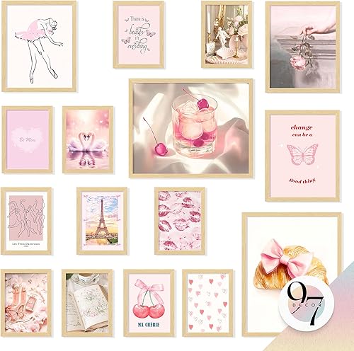 97 Decor Decoración de habitación grande de coqueta rosa de 11 x 14 pulgadas, decoración de pared de coqueta vintage, bonitos pósteres de coqueta