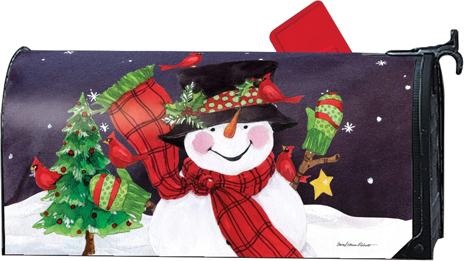 MailWraps Studio M Frosty Friends Fall/Winter, The Original Magnetic Mailbox Cover, Made in USA, Superior Weather Durability, Standard Size fits 6.5W x 19L Inch Mailbox