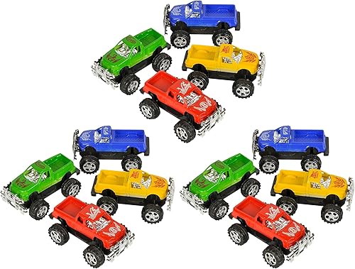 Forest & Twelfth Juego de 12 mini camiones Monster de 3 pulgadas para niños, camiones Monster Jam alimentados por fricción, perfectos para fiestas