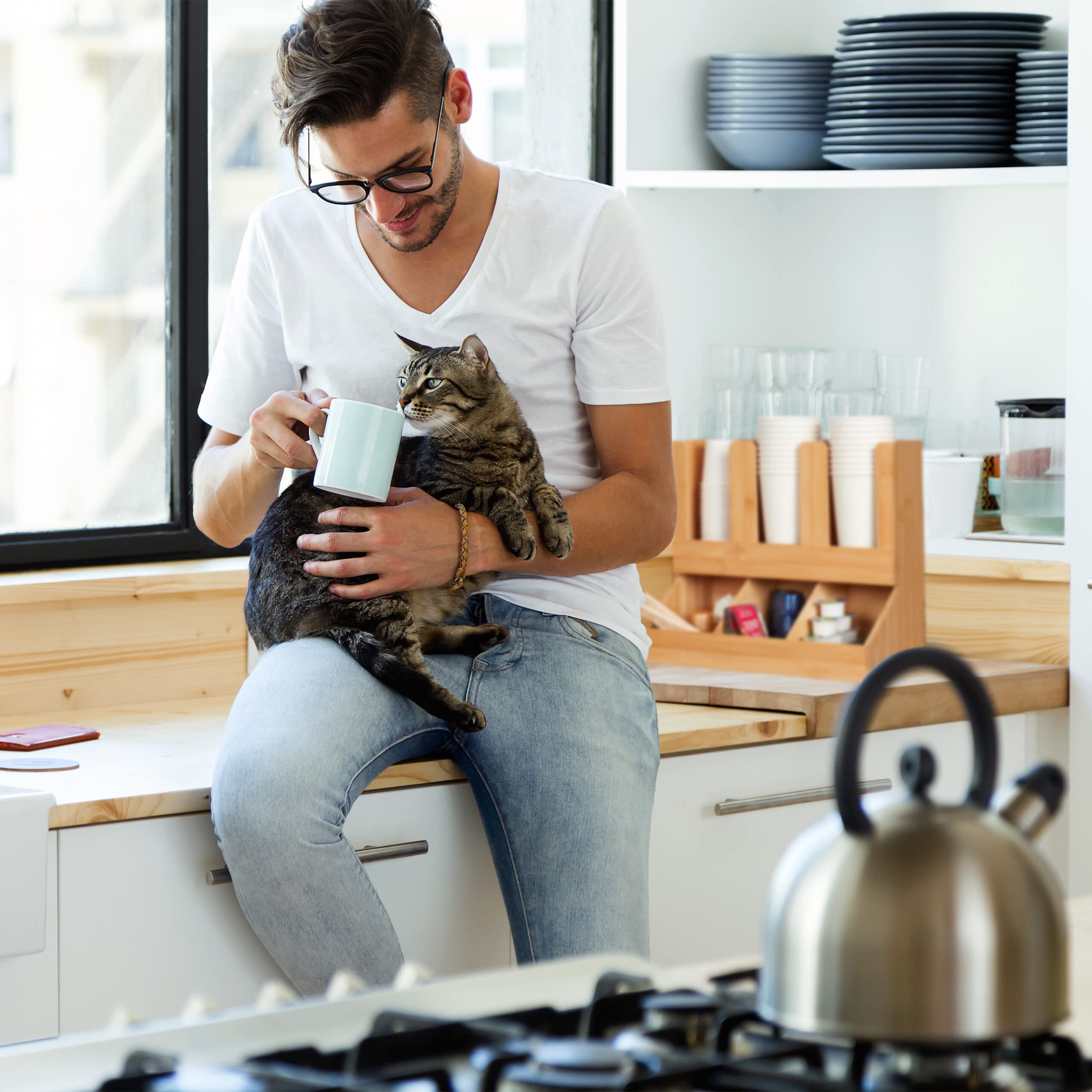 Relaxdays Organiseur Accessoires café, 6 Compartiments, Bambou, H x L x P : 29,5 x 34,5 x 17 cm, Distributeur, Nature