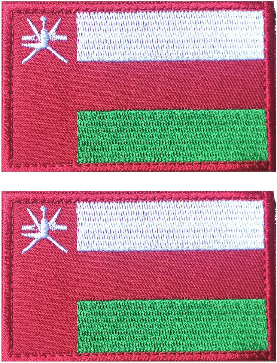 AliPlus 2PCS Oman Flag Patches Embroidered Morale Patch Hook and Loop