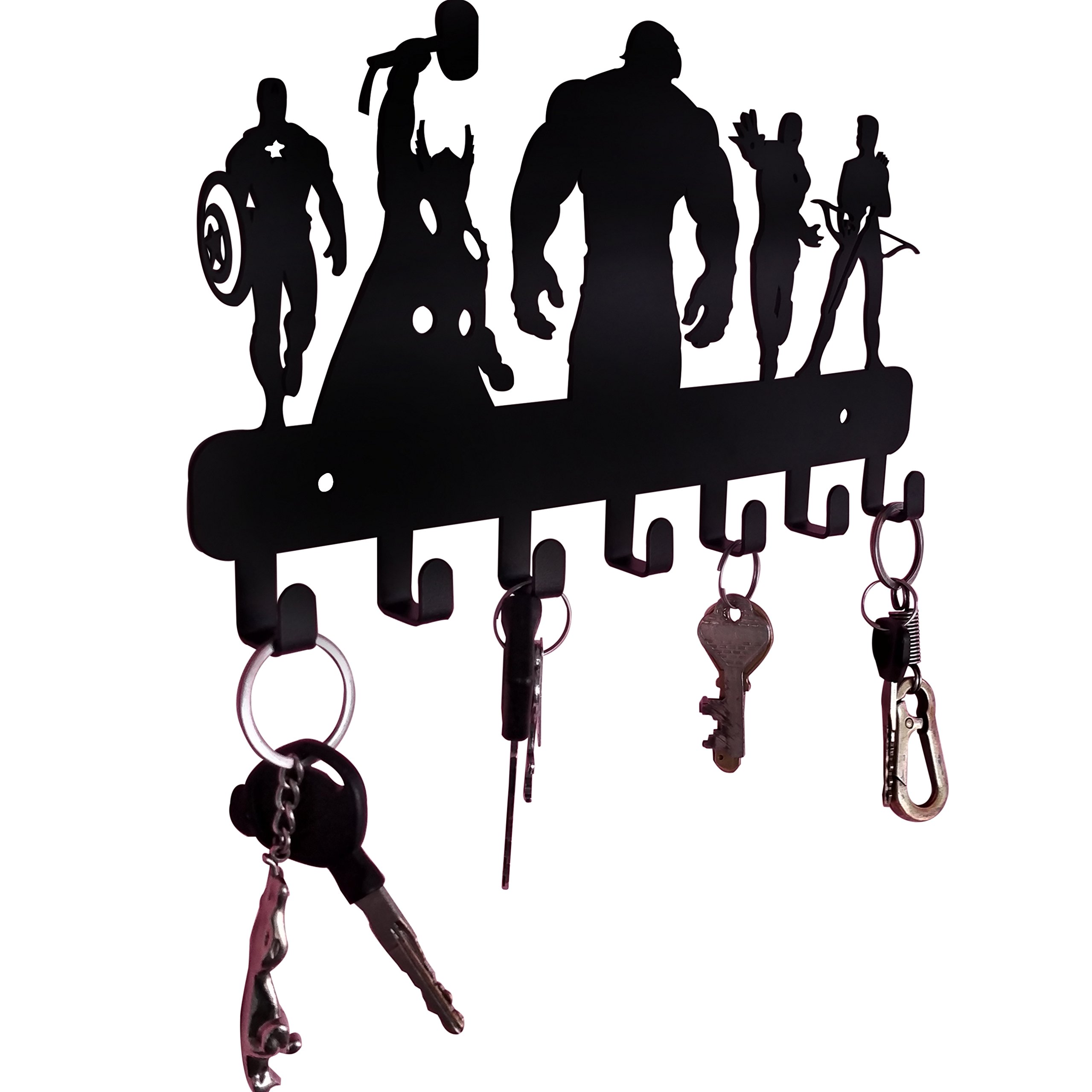HeavenlyKraft Superheros Wall Mounted Metal Key Holder, Key Organizer, Metal Key hook, 10.6 X 7.5 X 1 INCH