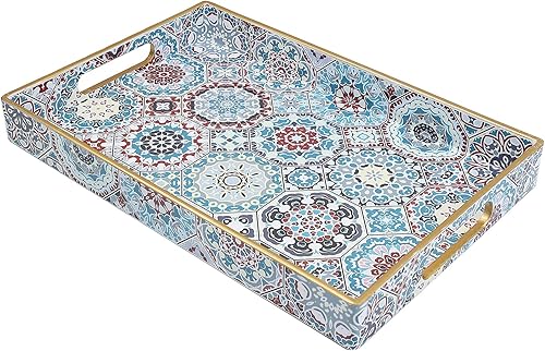 Miniatura 9 de Spsyrine Bandeja de tocador de baño blanca con asas para tocador, encimera, bandeja decorativa de perfume, 11.8 x 7.87 x 1.37 pulgadas