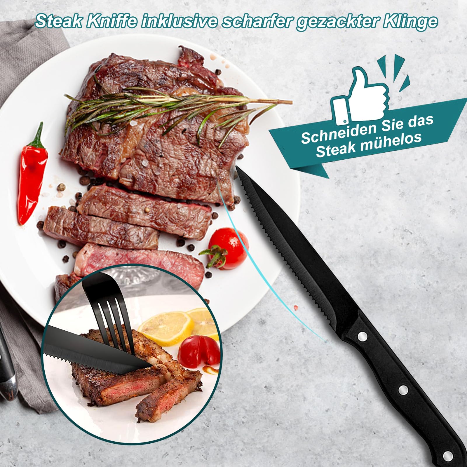 CALIYO Besteck Set, 24-teiliges Besteck Set mit Steakmesser für 4 Personen mit Messer Gabel Löffel, Hochwertiges Edelstahlbesteck, Hochglanzpoliert & Spülmaschinenfest für Haus/Küche/Restaurant