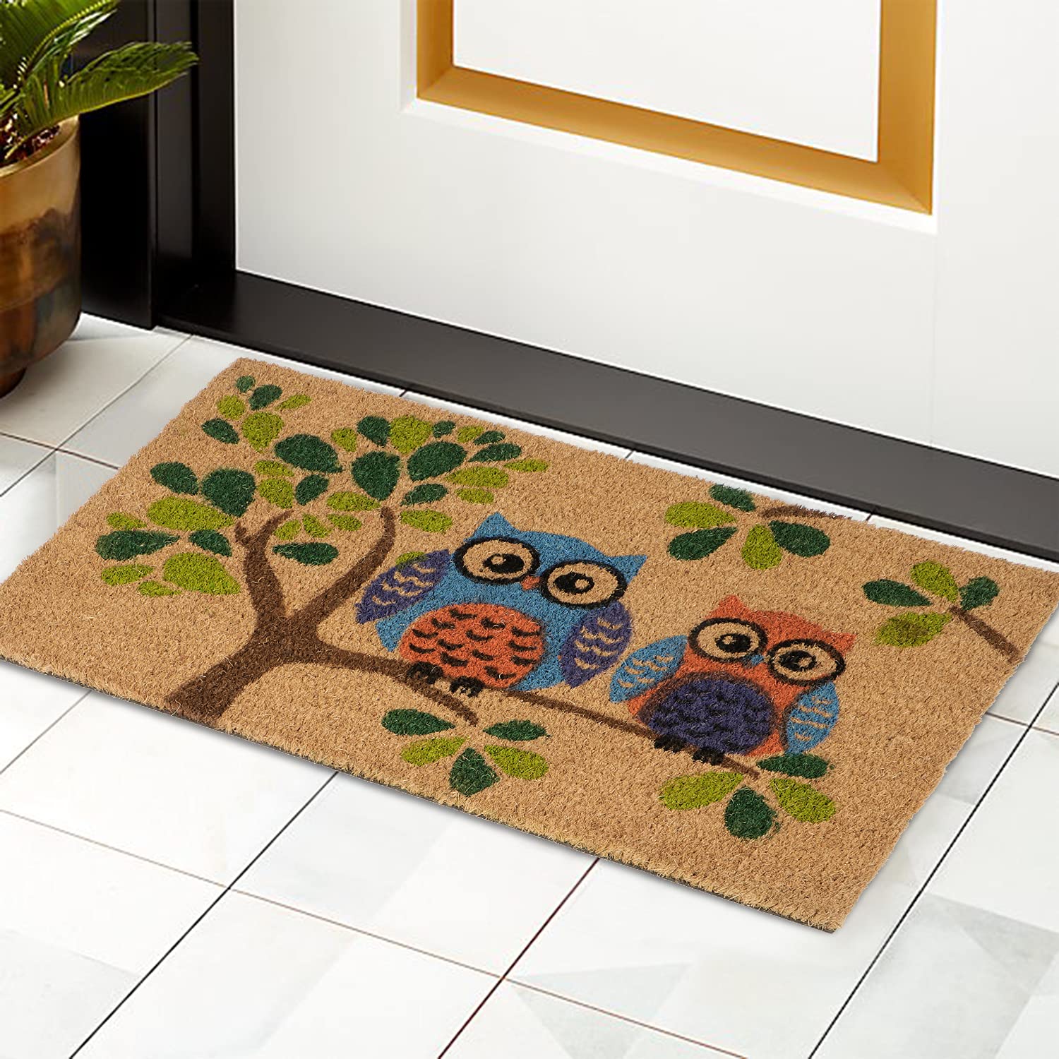 HOKIPO Large 45x75 Natural Coconut Coir Inside Outside Rectangular Mats for Entrance Main Door Mat, Multicolor (IN-487)