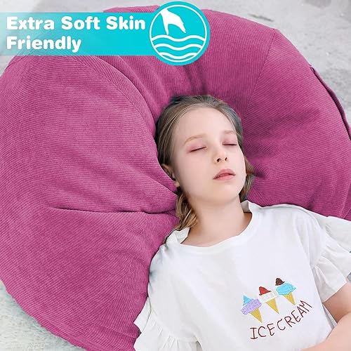 Miniatura 4 de SANMADROLA Funda para puf de almacenamiento de animales de peluche (sin relleno) para niños y adultos. Puf de pana suave de alta calidad para