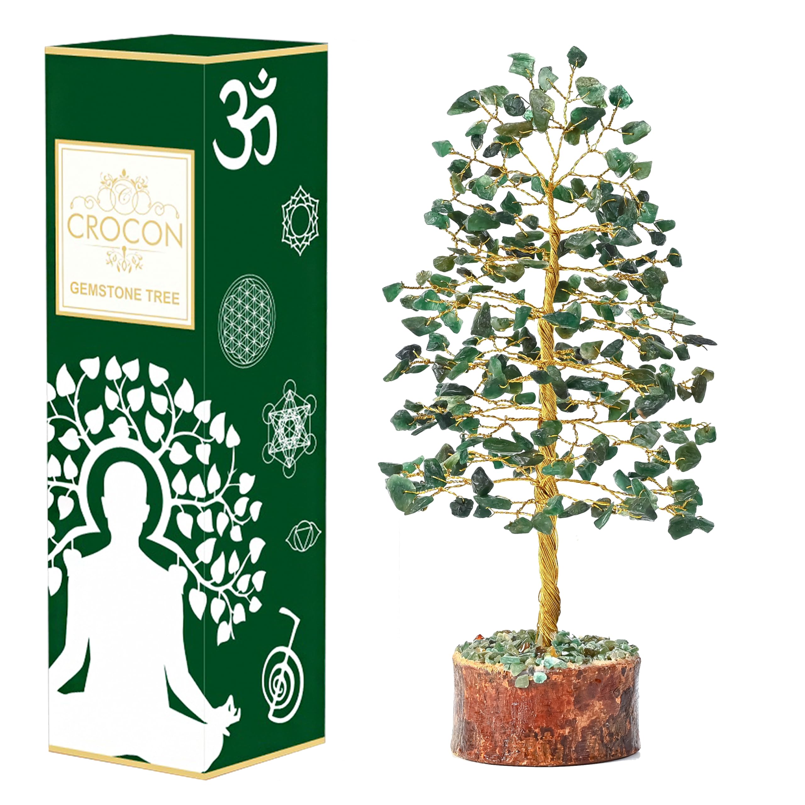 "Green Aventurine Healing Crystals Tree Bonsai Desk Decor for Women Room & Office Decor Spiritual Gift Meditation Crystals Home room decor cute house warming gifts for women Mom Birthday her - 10"""