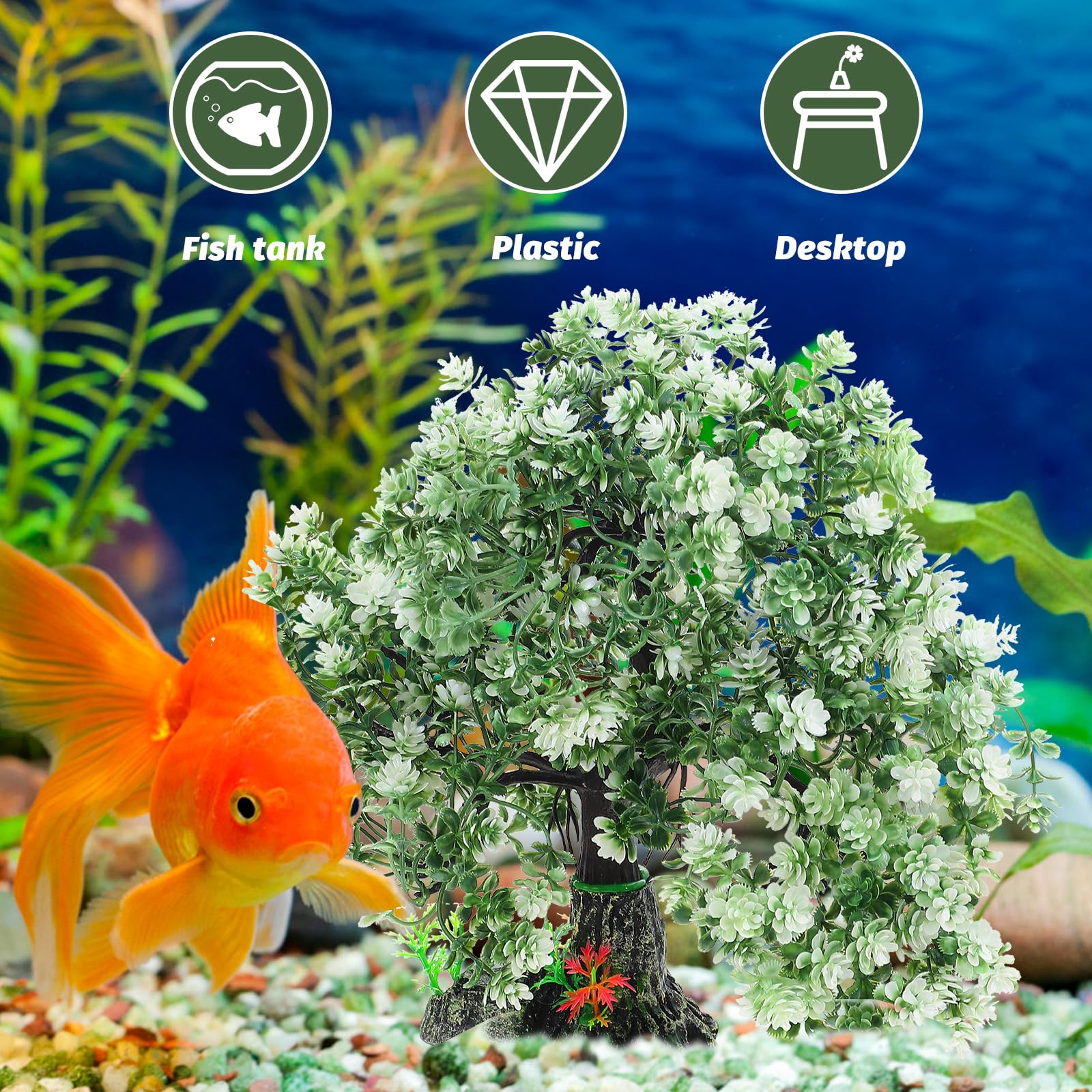 Healeved Arbre artificiel pour aquarium - Décoration en résine - Plante d'aquarium