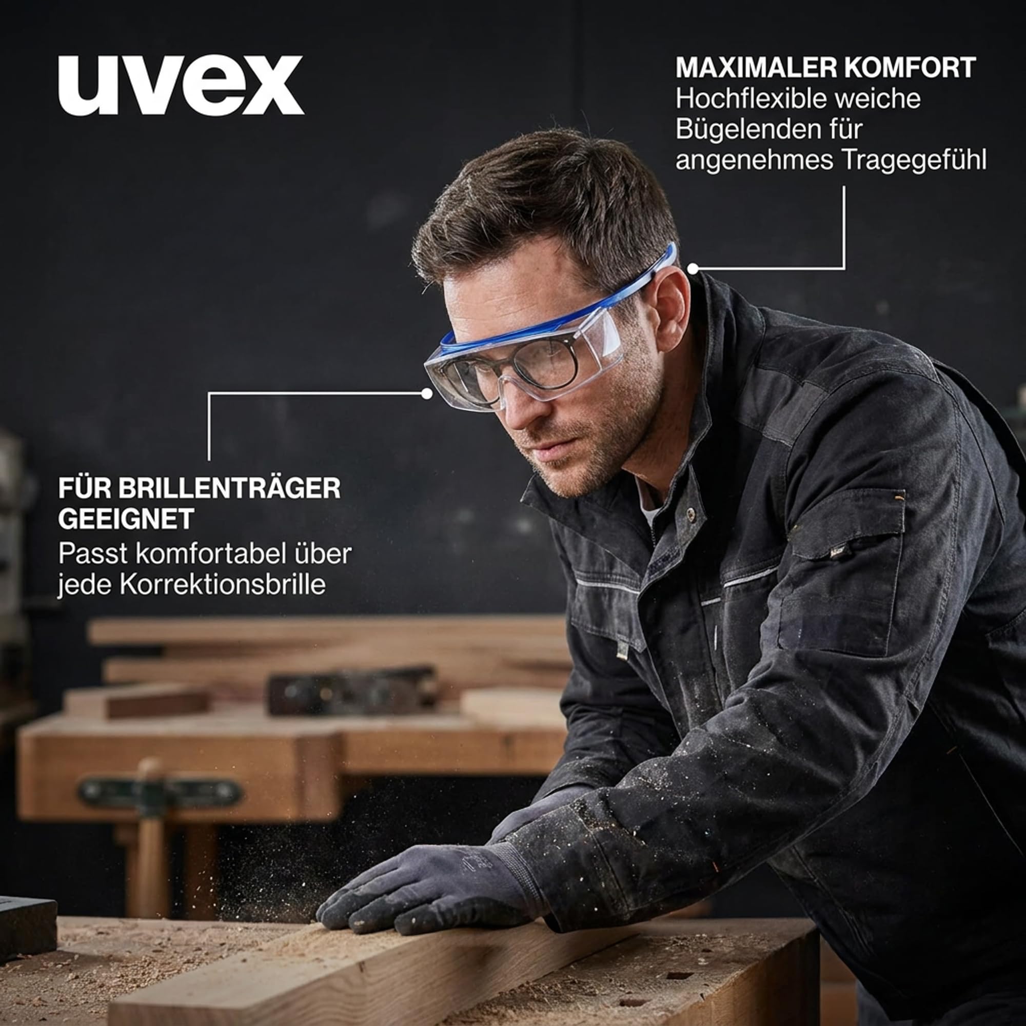 Uvex Super OTG okulary przeciwsłoneczne - okulary ochronne - przeciwmgielne - odporne na zarysowania i chemikalia