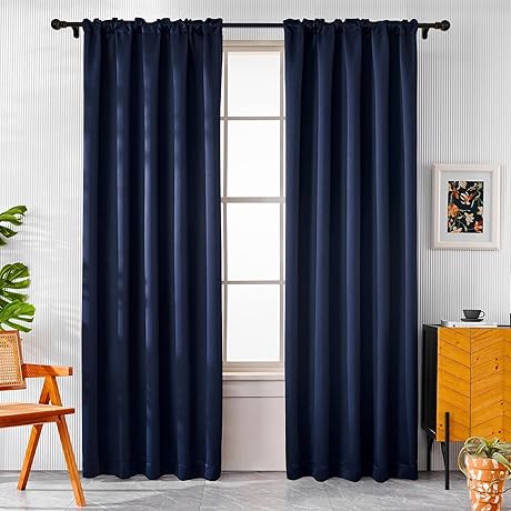 Navy Blue Blackout Curtains 96 Inches Long