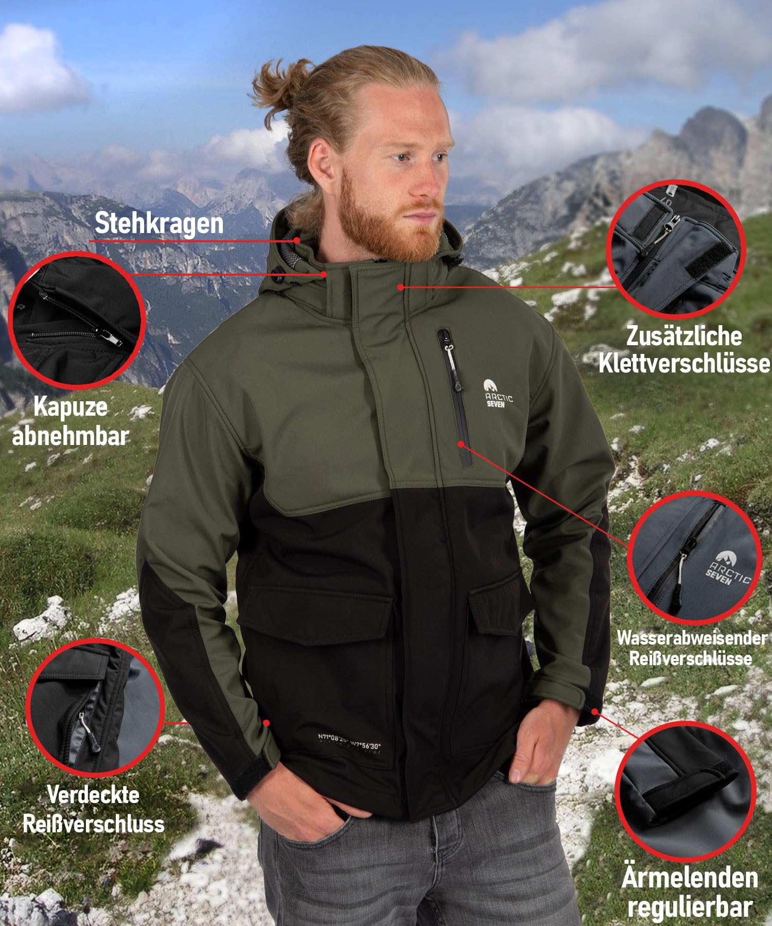 Męska kurtka softshellowa, outdoorowa, wodoodporna kurtka funkcyjna, wiatrówka AS303