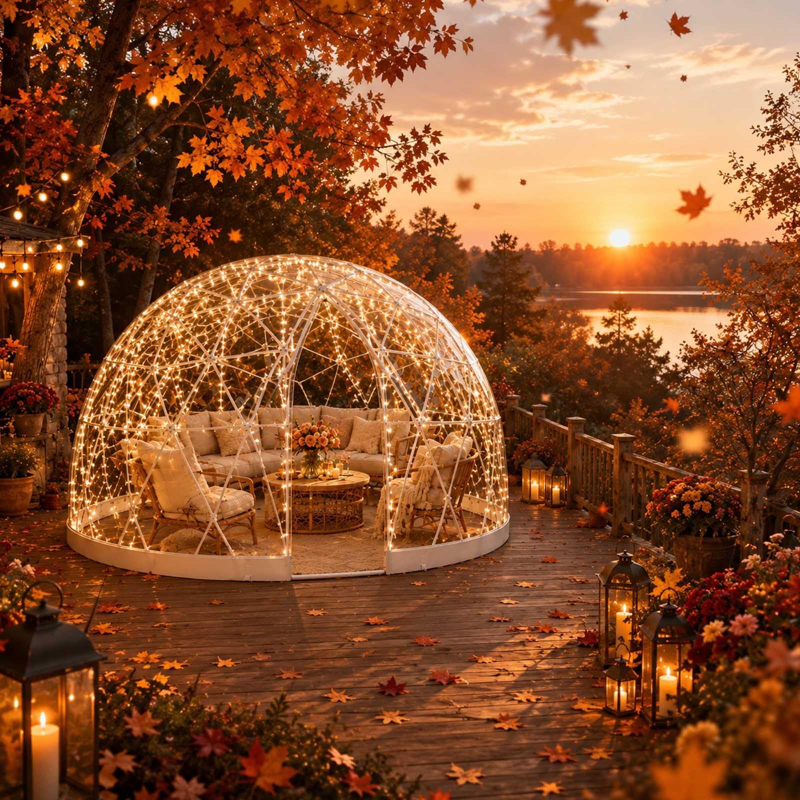 aallwwsso Garden Dome Tent, 3.6m Clear Bubble Dome With Abs Frame & Transparent Pvc Cover, Outdoor Igloo Tent For Backyard Dining, Camping, Parties, Lounging & Greenhouse Use