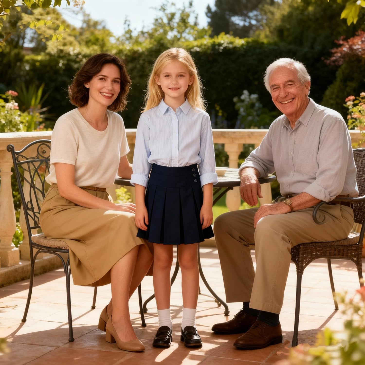 Bienzoe Girls School Uniform Skirt: Kids Adjustable Waist Stretchy Pleated Skort - Image 2