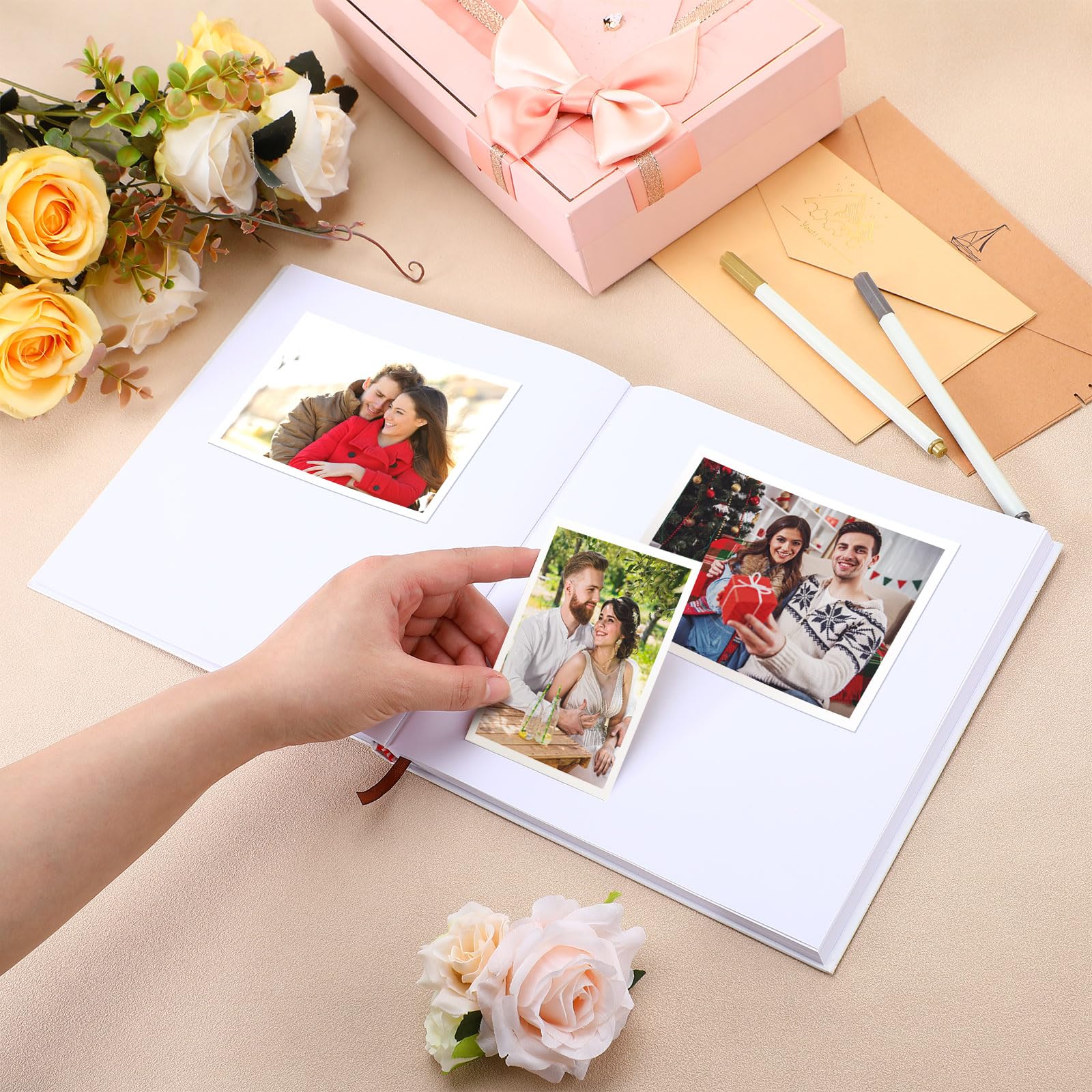 Colarr Notatnik dla par w twardej okładce, 144 strony, 22 x 22,1 cm, album fotograficzny dla par, album do scrapbookingu, pamiętnik, prezent na ślub, z 2 markerami (biały, wspomnienia o nas)
