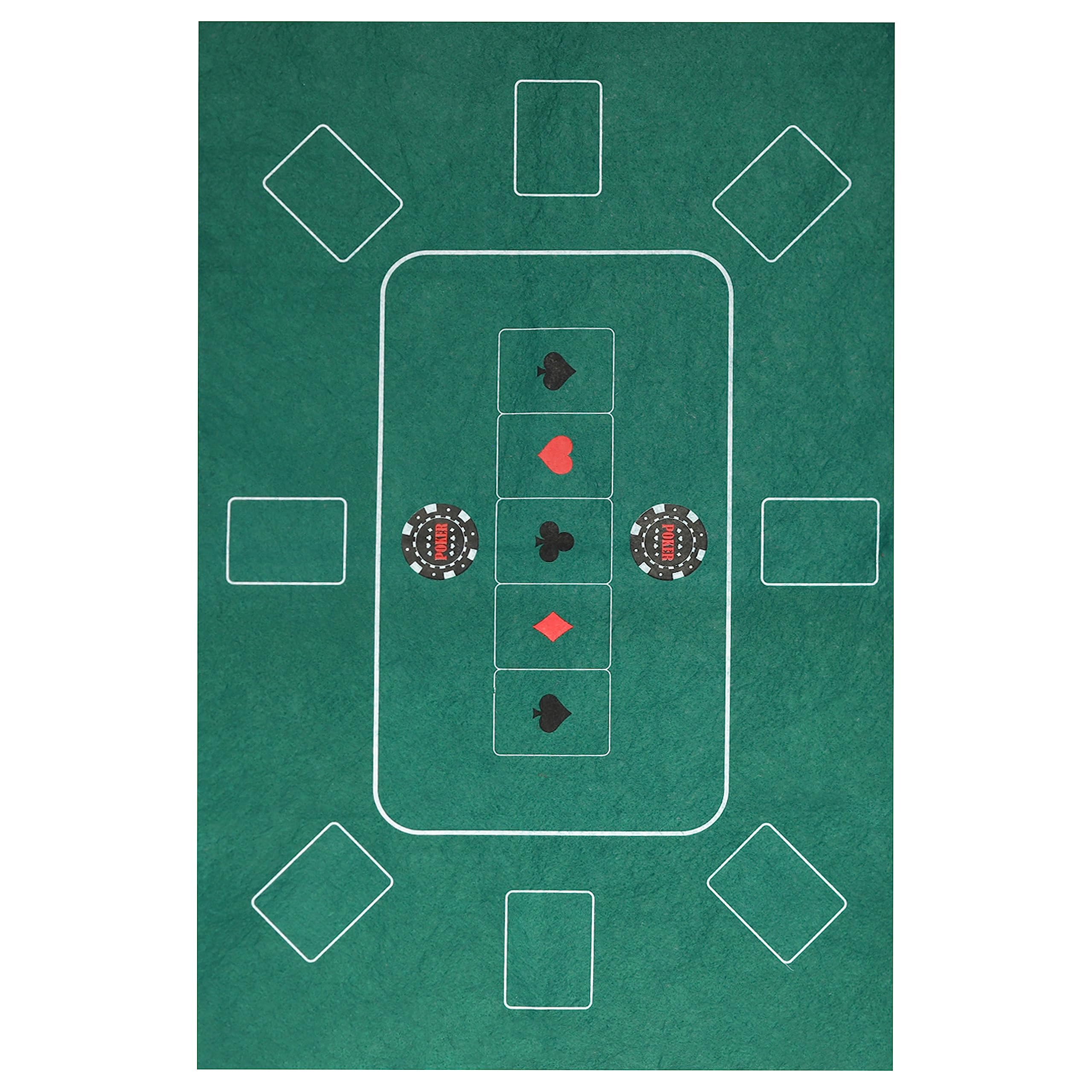 Cepewa Podkładka na stół pokerowa │ 60 x 90 cm 100% poliester filc zielony z nadrukiem │ składana mata do pokera