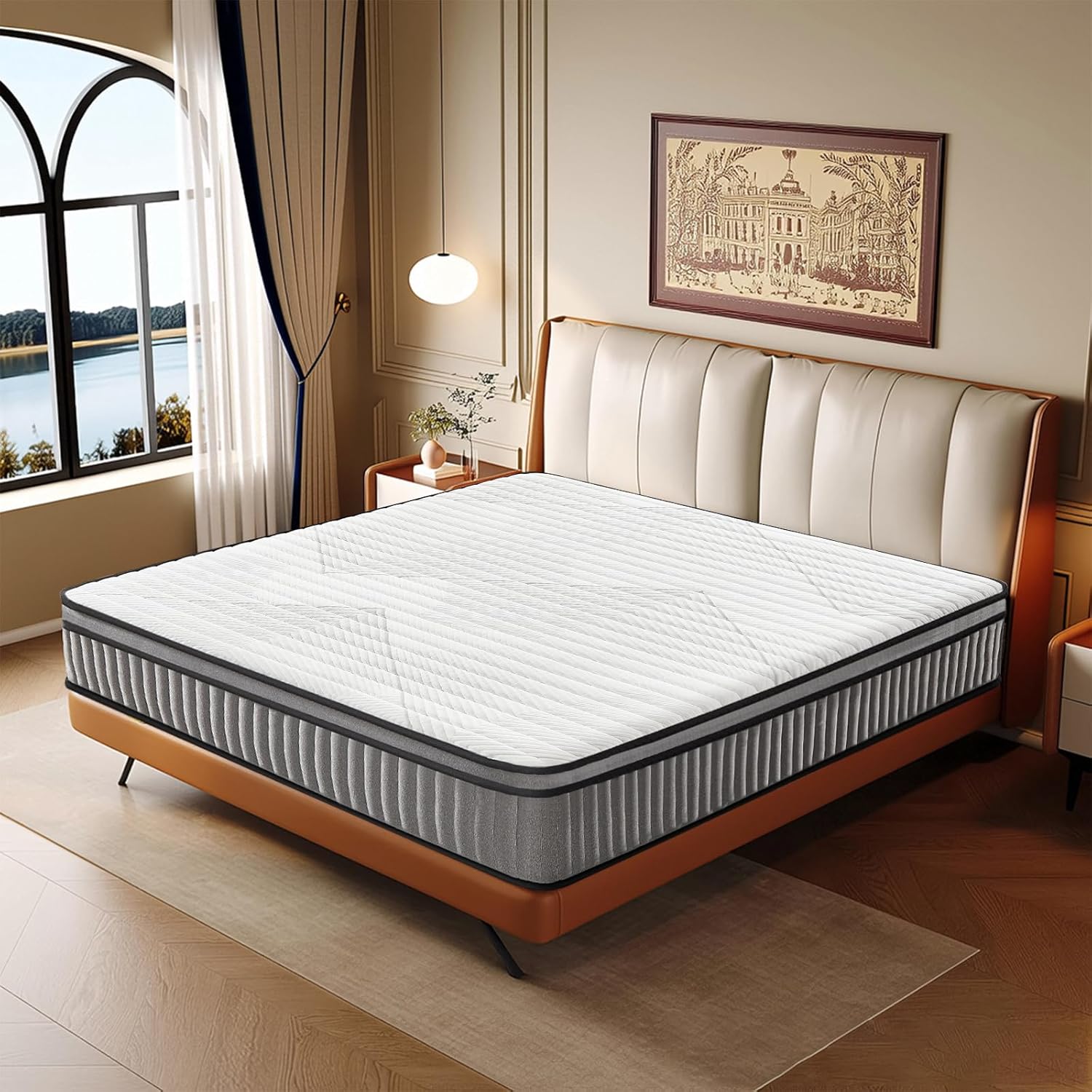 Hybrid Mattress, Bed Mattress with Pocket Springs & Gel Memory Foam, Pressure Relief Support, Bed in a Box (10inch, King)