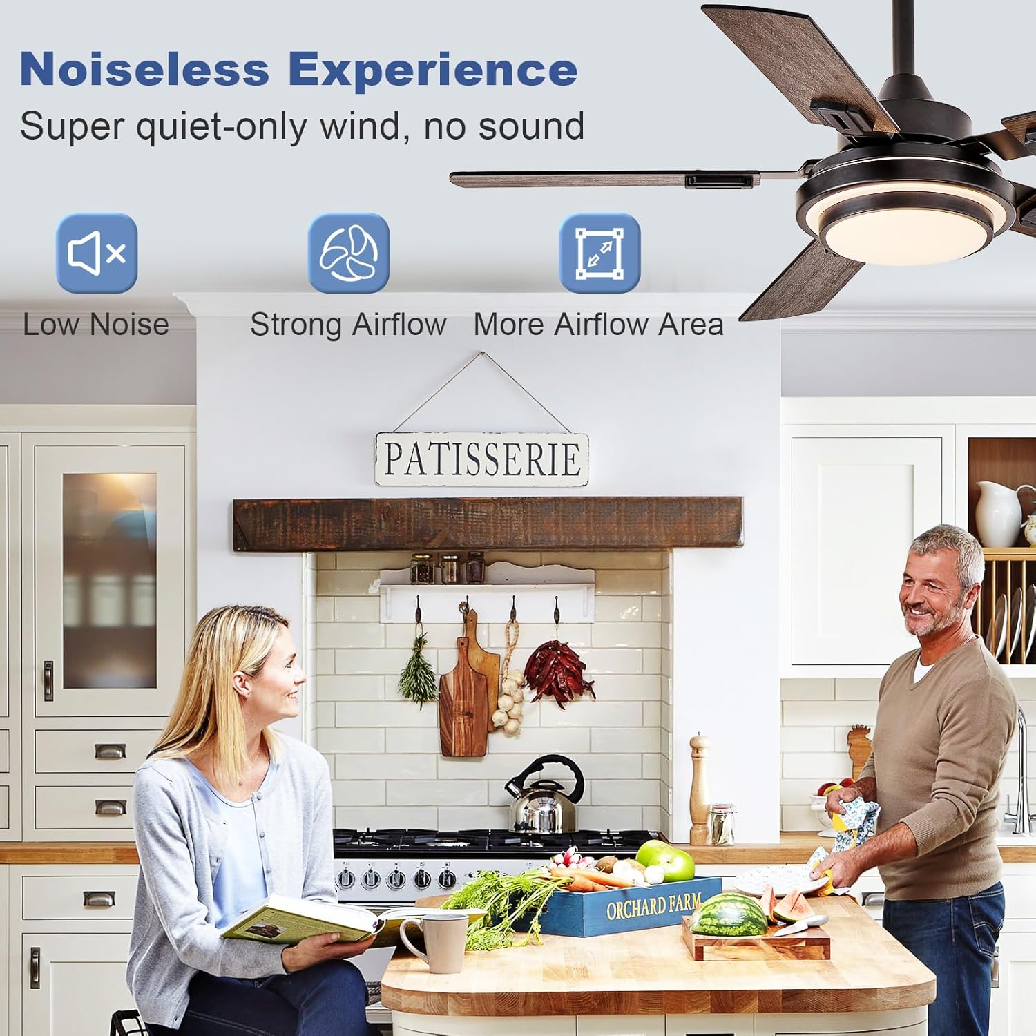 Depuley 42-Inch Ceiling Fan with Light: Walnut Ceiling Fans with 5 Blades Dual Finish Reversible - Farmhouse Ceiling Fan with Remote Control for Living Room Outdoor Patios