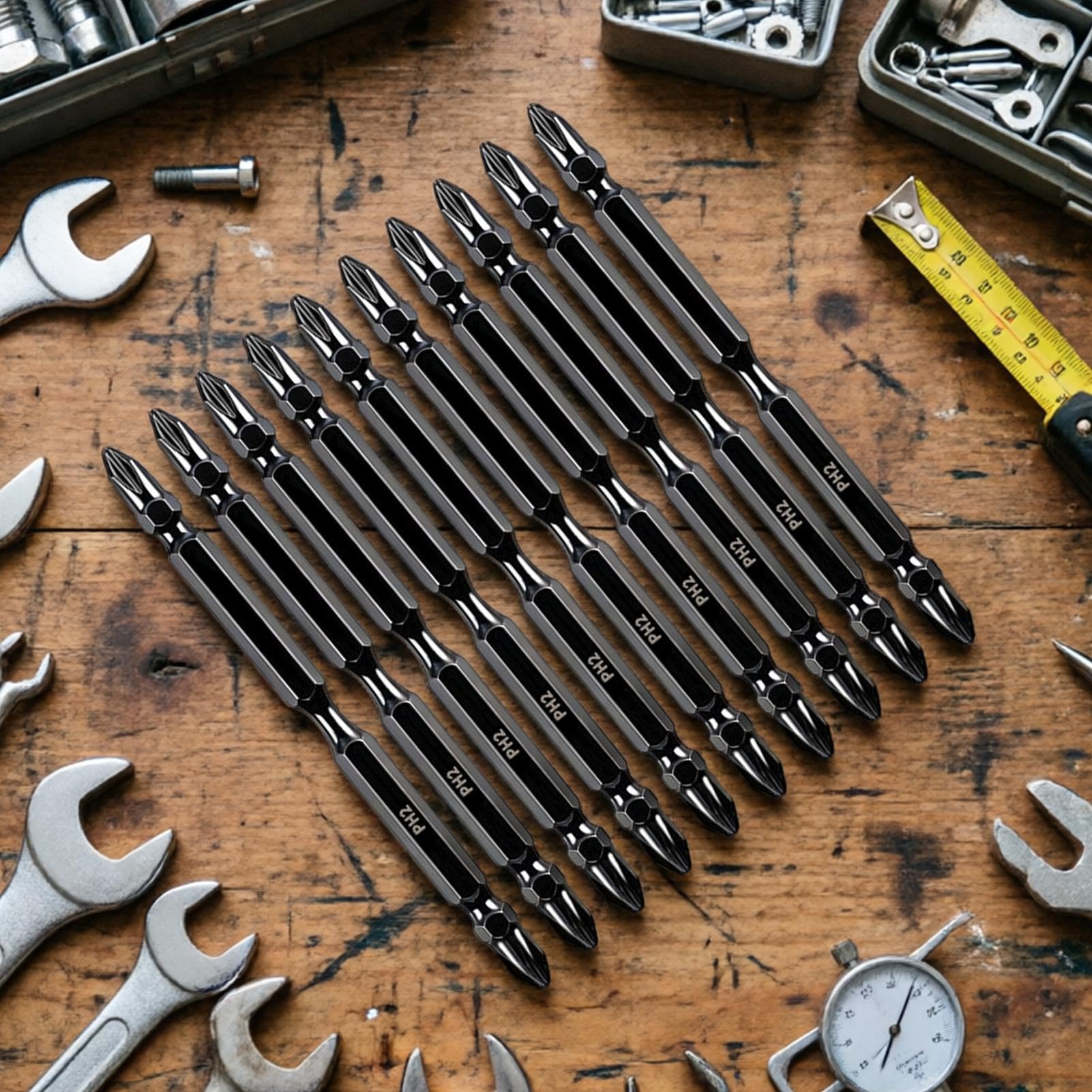 Set di punte magnetiche per cacciavite, a doppia punta, per casa, industria, costruzione, falegnameria, lavorazione del legno, progetti automobilistici e meccanici, 10 pezzi