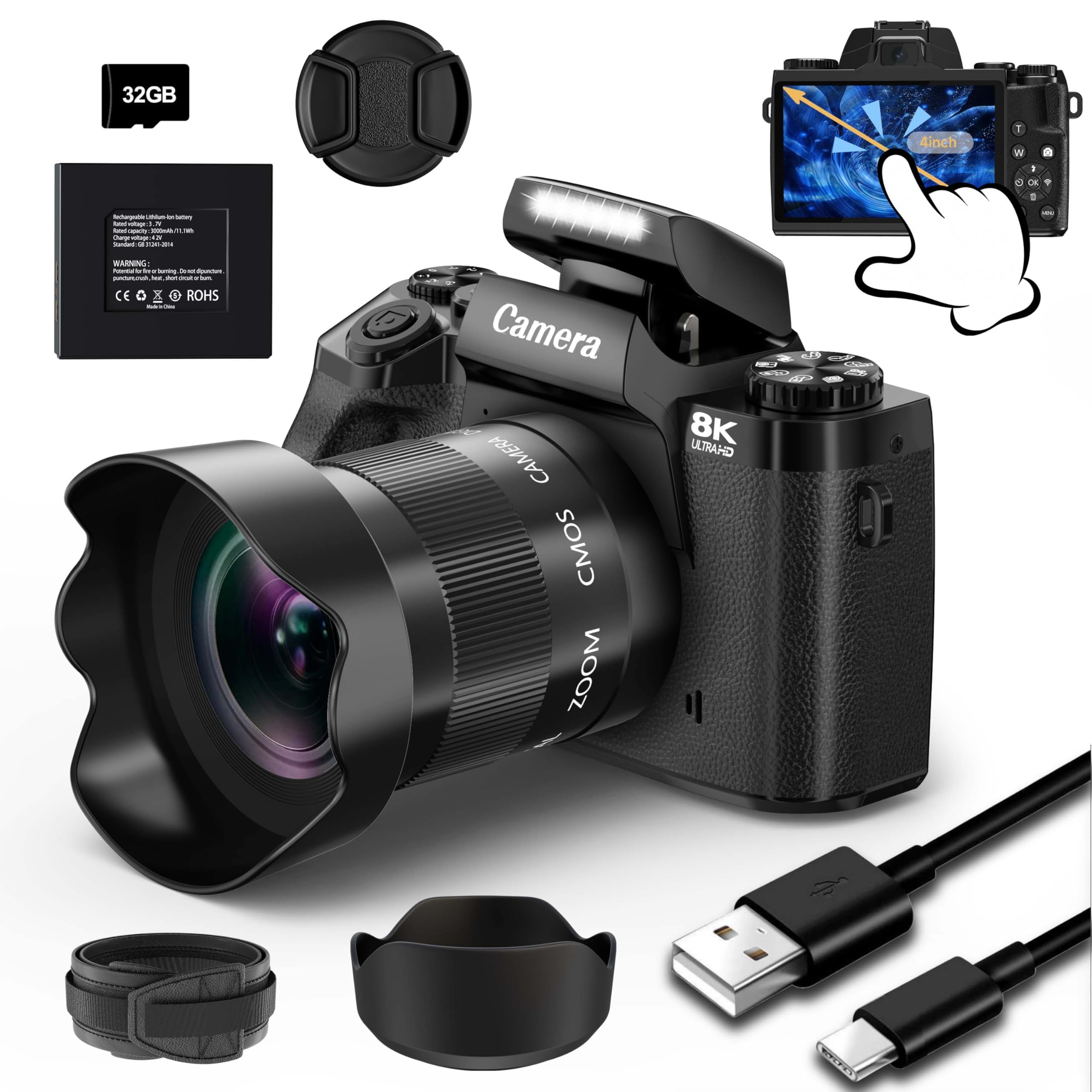 Amazon.com : 8K Digital Camera for Beginner, Vloggin Camera for