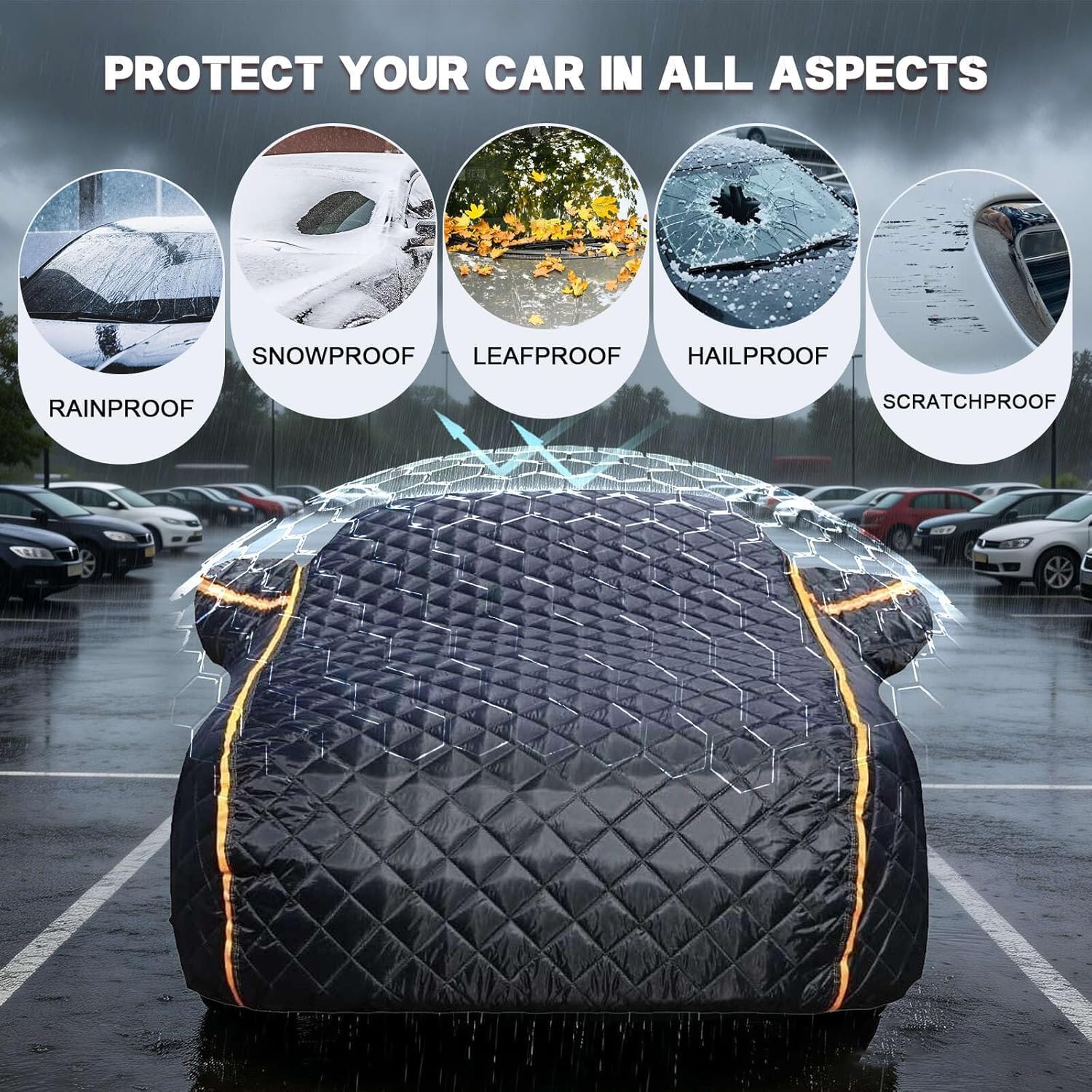Telo Copriauto Antigrandine per Toyota Yaris XP210 (2020–2026),Telo Antigrandine per Auto, 5 Strati Imbottiti,Protezione Superiore per Auto da Temporali, Neve e Graffi L530
