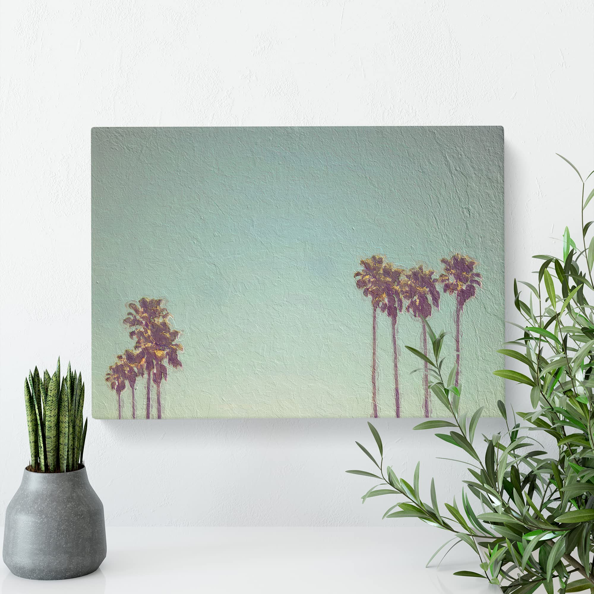 Palm Trees In Santa Cruz California Canvas Print, Mixed, 25L x 50W cm - Image 3