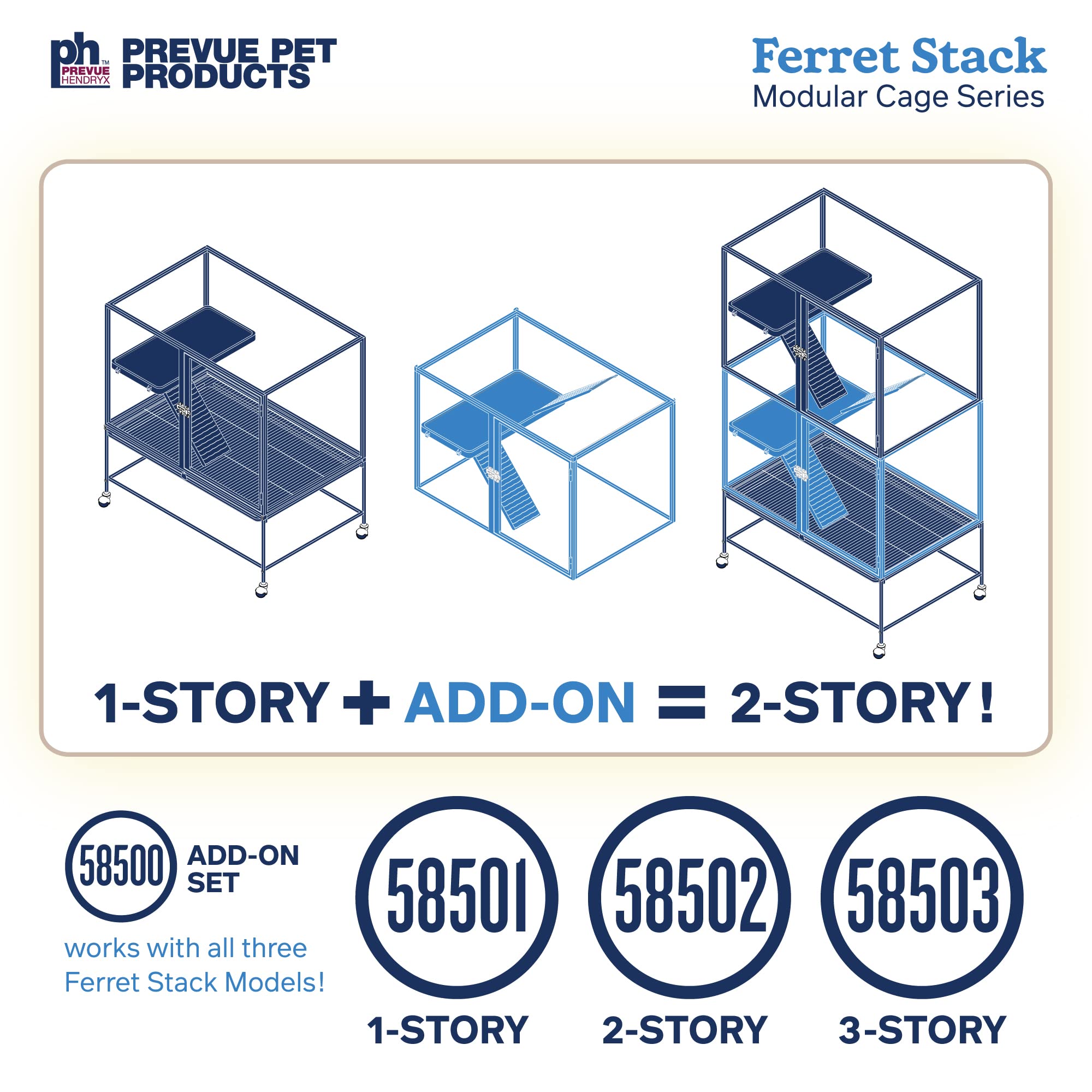 Prevue Pet Products Frettchen Stack One Story Frettchen Home mit tragbarem Ständer, ausbruchsicheres Schloss, Hängematte, Rampen, erweiterbares Zusatz-Käfig-Stapelsystem