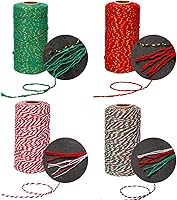 Vista 5 de Baker Twine 4 rollos de 1312 pies de cuerda de embalaje de Navidad, suministros de bricolaje (colores retro)