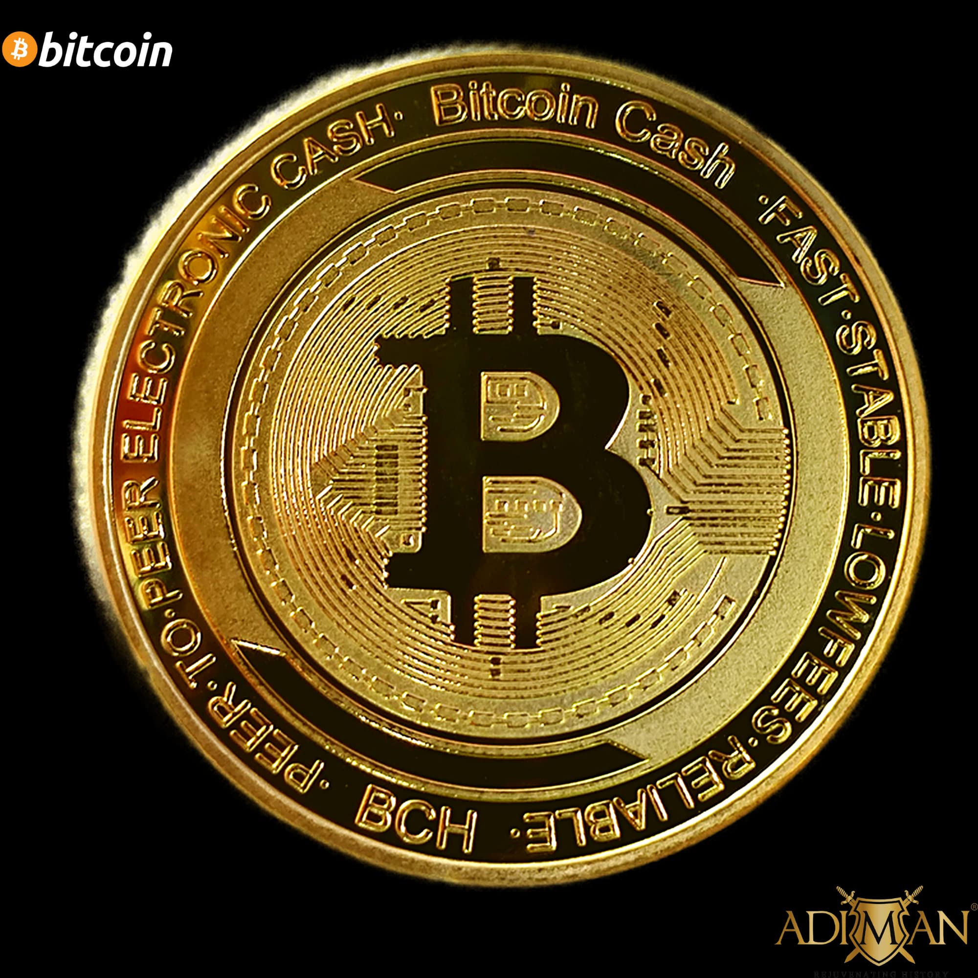 Adiman Bitcoin Coin 1 Oz Heavy Bullion Premium Metal 24Kt Gold Plated Bitcoin  Cash Coin with Luxury Box for Display Crypto Coin Collectible Commemorative  : Amazon.in: Toys & Games