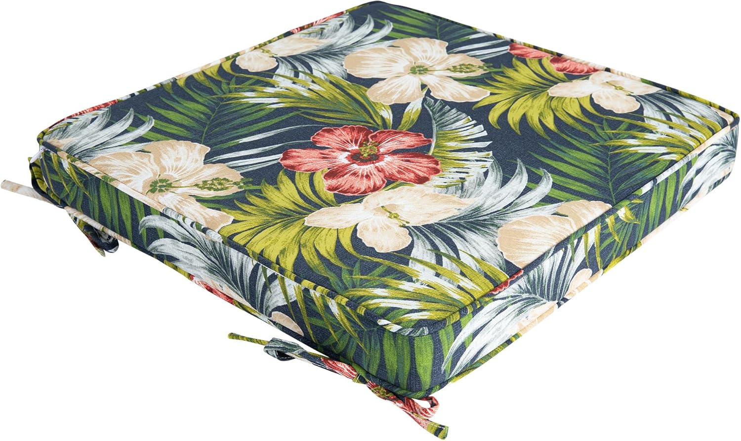 Magpie Fabrics Indoor Outdoor Waterproof Square Chair Cushion, 18" x 18" x 2.5", 2 Pack, Water Resistant Seat Cushions, for Patio Garden Office, Midnight Floral