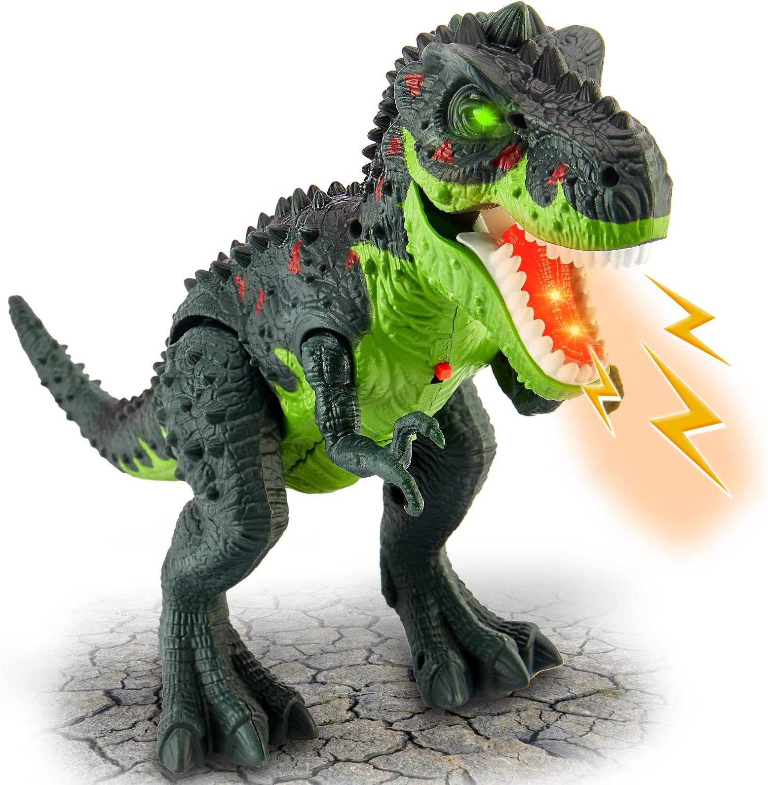 Dinosaur Toy with Sprays, Lights and Roars, Walking Tyrannosaurus Rex Figures, Educational Toy for Children, Boys, Girls from 3 4 5 Years, Green