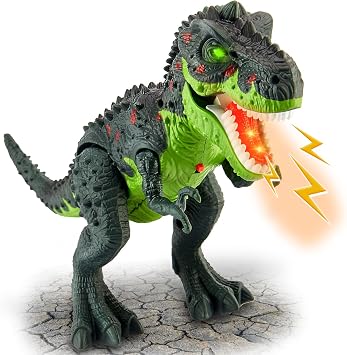 HYAKIDS Walking Dinosaur Toys with Water Spray, Electric T-Rex Toy with Roar Sounds and Lights, Glowing Eyes, Realistic Animal Figure for Kids Boys Girls 3+ Years Old